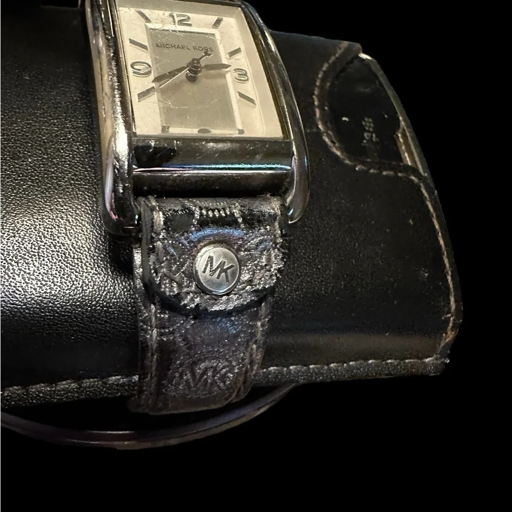 Michael Kors Tank Watch - Unisex.  Grey leather band.